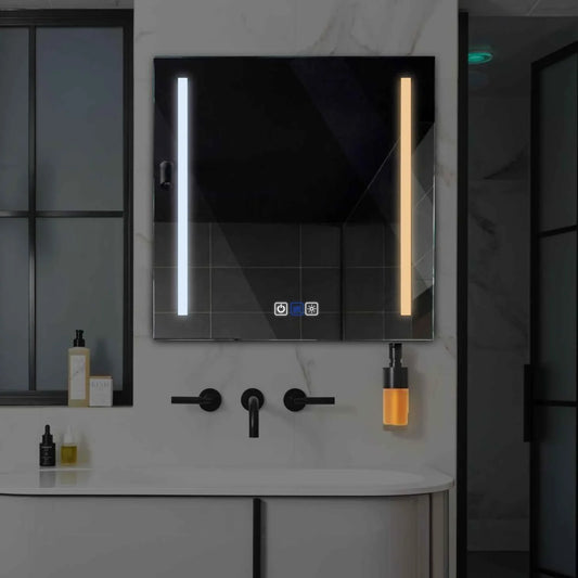 Square LED Mirror | Touch Buttons | Anti-Fog Function | Adjustable Color Temperature - Reyze Salono Series Model 5