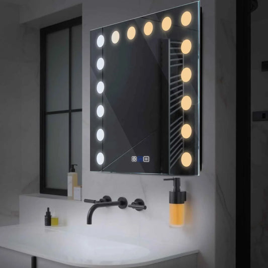 Square LED Mirror | Touch Buttons | Anti-Fog Function | Adjustable Color Temperature - Reyze Salono Series Model 6