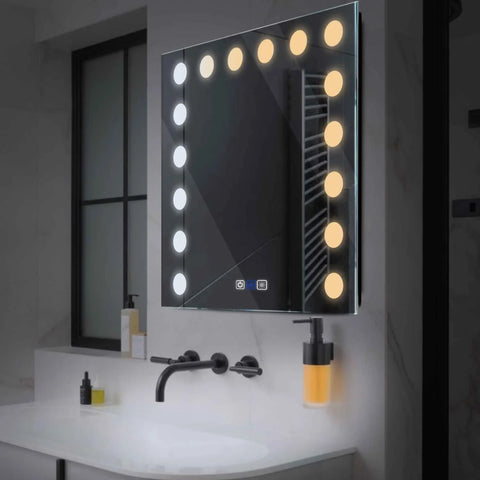Square LED Mirror | Touch Buttons | Anti-Fog Function | Adjustable Color Temperature - Reyze Salono Series Model 6