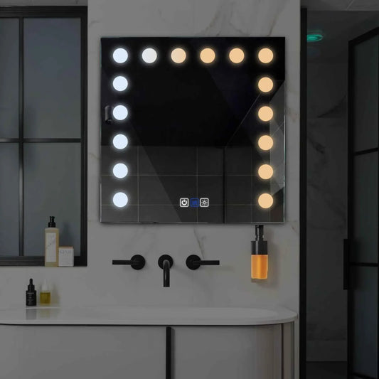 Square LED Mirror | Touch Buttons | Anti-Fog Function | Adjustable Color Temperature - Reyze Salono Series Model 6