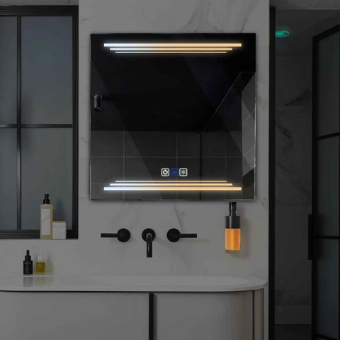 Square LED Mirror | Touch Buttons | Anti-Fog Function | Adjustable Color Temperature - Reyze Salono Series Model 7