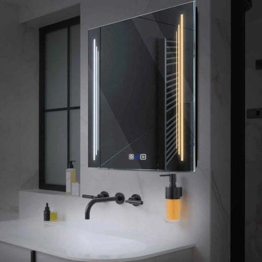 Square LED Mirror | Touch Buttons | Anti-Fog Function | Adjustable Color Temperature - Reyze Salono Series Model 8