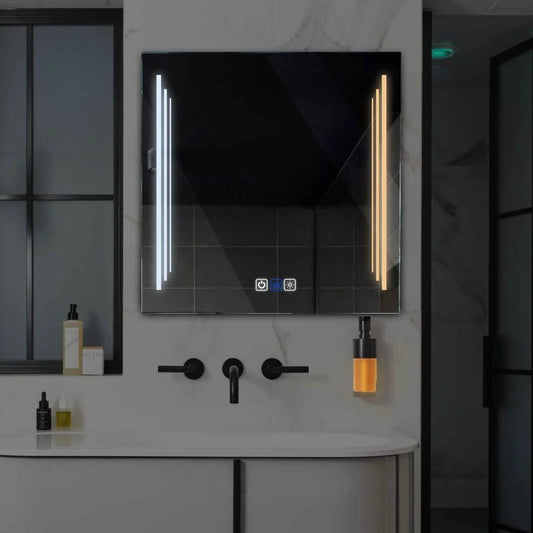 Square LED Mirror | Touch Buttons | Anti-Fog Function | Adjustable Color Temperature - Reyze Salono Series Model 8