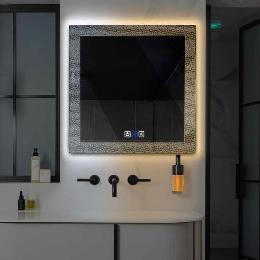 Square LED Mirror | Touch Buttons | Anti-Fog Function | Adjustable Color Temperature - Reyze Simetria Series Model 4