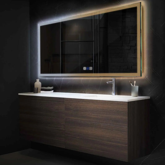 Horizontal LED Mirror | Touch Buttons | Anti-Fog Function | Adjustable Color Temperature - Reyze Edge Series Model 1