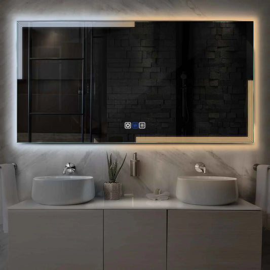 Horizontal LED Mirror | Touch Buttons | Anti-Fog Function | Adjustable Color Temperature - Reyze Edge Series Model 2