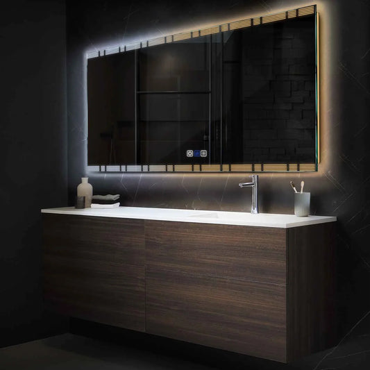 Horizontal LED Mirror | Touch Buttons | Anti-Fog Function | Adjustable Color Temperature - Reyze Edge Series Model 3