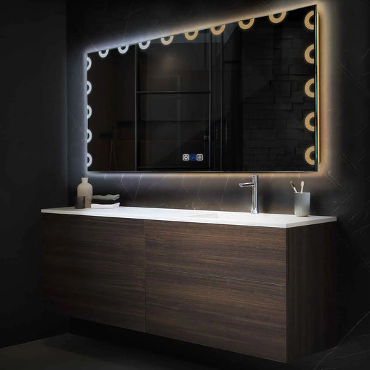 Horizontal LED Mirror | Touch Buttons | Anti-Fog Function | Adjustable Color Temperature - Reyze Edge Series Model 4