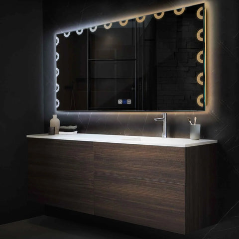 Horizontal LED Mirror | Touch Buttons | Anti-Fog Function | Adjustable Color Temperature - Reyze Edge Series Model 4