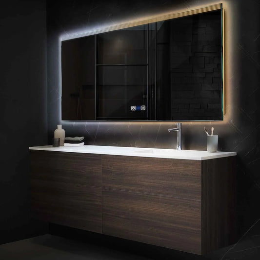 Horizontal LED Mirror | Touch Buttons | Anti-Fog Function | Adjustable Color Temperature - Reyze Edge Series Model 5