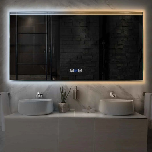 Horizontal LED Mirror | Touch Buttons | Anti-Fog Function | Adjustable Color Temperature - Reyze Edge Series Model 5