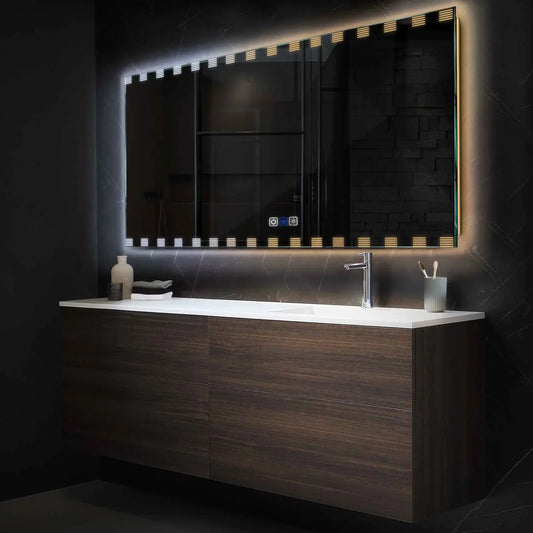 Horizontal LED Mirror | Touch Buttons | Anti-Fog Function | Adjustable Color Temperature - Reyze Edge Series Model 6