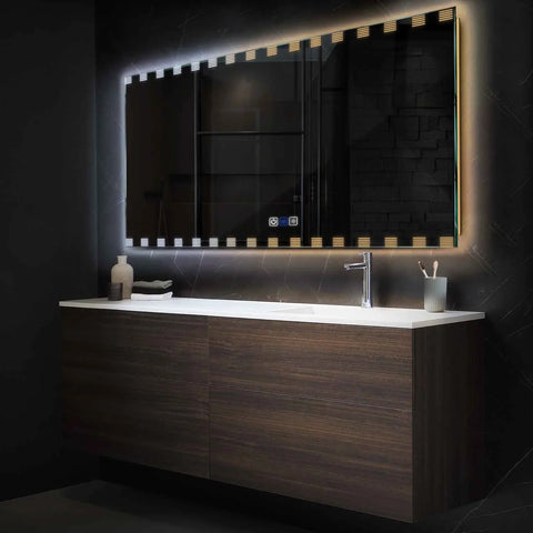 Horizontal LED Mirror | Touch Buttons | Anti-Fog Function | Adjustable Color Temperature - Reyze Edge Series Model 6