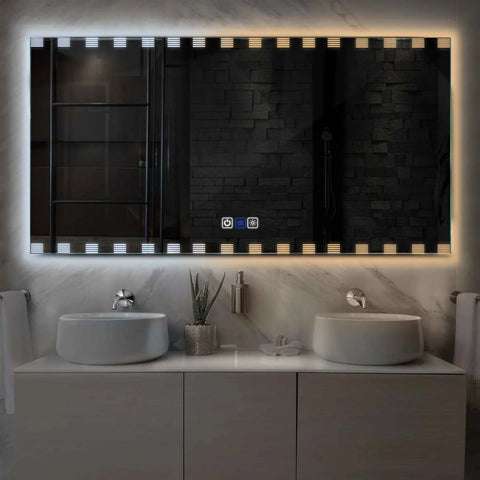 Horizontal LED Mirror | Touch Buttons | Anti-Fog Function | Adjustable Color Temperature - Reyze Edge Series Model 6