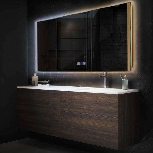 Horizontal LED Mirror | Touch Buttons | Anti-Fog Function | Adjustable Color Temperature - Reyze Edge Series Model 7