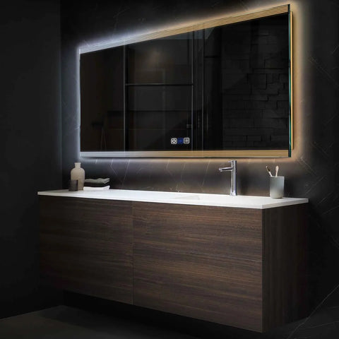 Horizontal LED Mirror | Touch Buttons | Anti-Fog Function | Adjustable Color Temperature - Reyze Edge Series Model 8