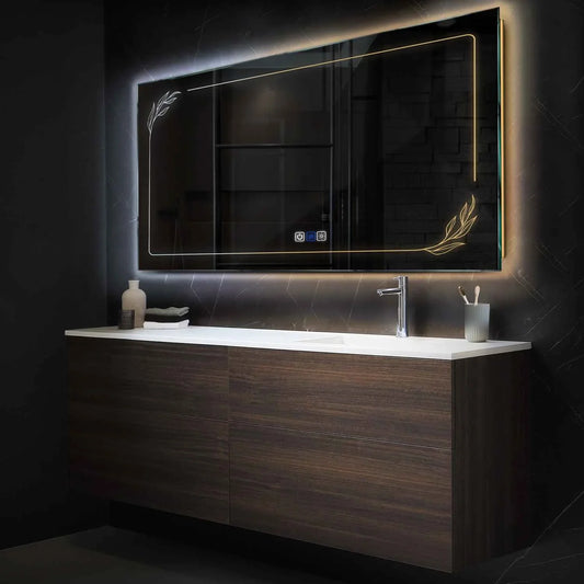 Horizontal LED Mirror | Touch Buttons | Anti-Fog Function | Adjustable Color Temperature - Reyze Good Vibes Series Model 1