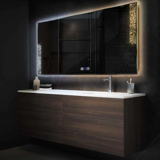 Horizontal LED Mirror | Touch Buttons | Anti-Fog Function | Adjustable Color Temperature - Reyze Good Vibes Series Model 4
