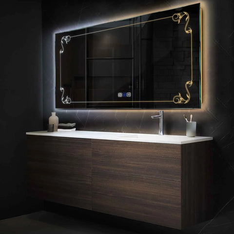 Horizontal LED Mirror | Touch Buttons | Anti-Fog Function | Adjustable Color Temperature - Reyze Good Vibes Series Model 5