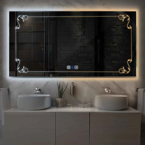 Horizontal LED Mirror | Touch Buttons | Anti-Fog Function | Adjustable Color Temperature - Reyze Good Vibes Series Model 5