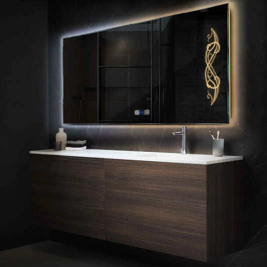 Horizontal LED Mirror | Touch Buttons | Anti-Fog Function | Adjustable Color Temperature - Reyze Good Vibes Series Model 6