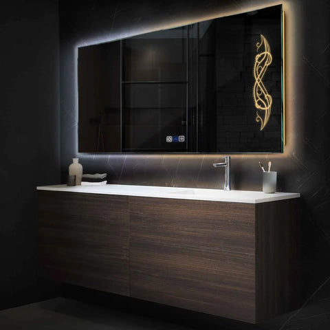 Horizontal LED Mirror | Touch Buttons | Anti-Fog Function | Adjustable Color Temperature - Reyze Good Vibes Series Model 6