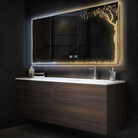 Horizontal LED Mirror | Touch Buttons | Anti-Fog Function | Adjustable Color Temperature - Reyze Good Vibes Series Model 8