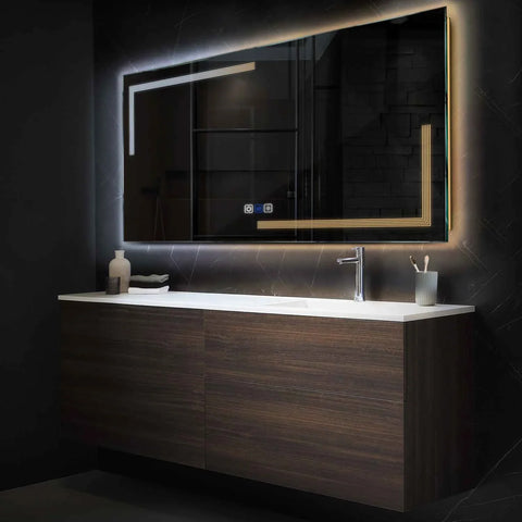 Horizontal LED Mirror | Touch Buttons | Anti-Fog Function | Adjustable Color Temperature - Reyze Minimal Series Model 2