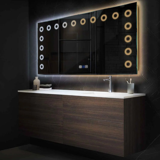 Horizontal LED Mirror | Touch Buttons | Anti-Fog Function | Adjustable Color Temperature - Reyze Minimal Series Model 4