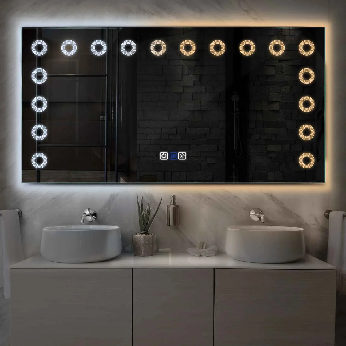 Horizontal LED Mirror | Touch Buttons | Anti-Fog Function | Adjustable Color Temperature - Reyze Minimal Series Model 4