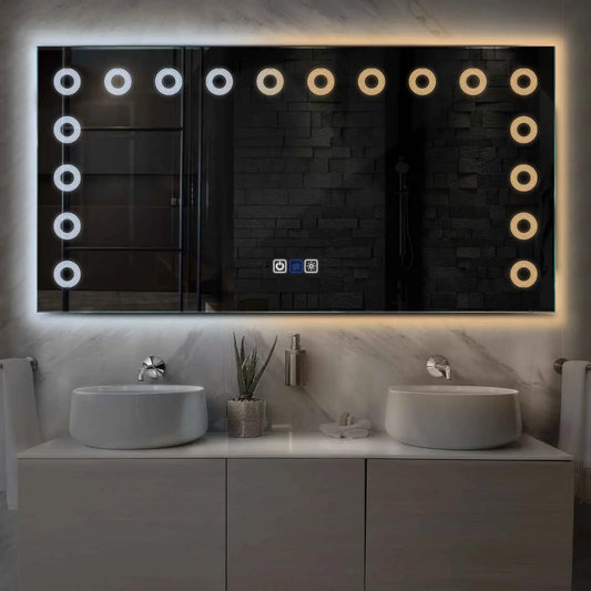 Horizontal LED Mirror | Touch Buttons | Anti-Fog Function | Adjustable Color Temperature - Reyze Minimal Series Model 4