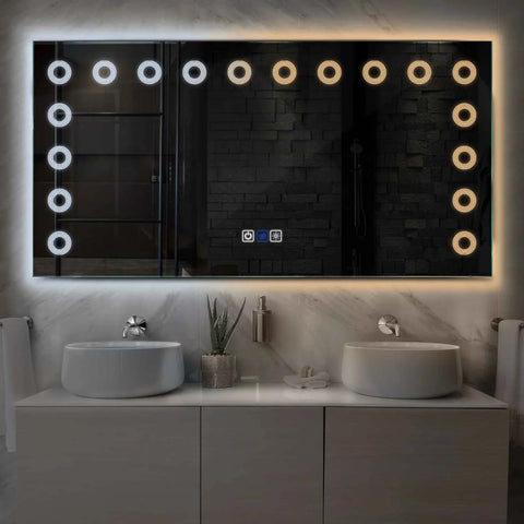 Horizontal LED Mirror | Touch Buttons | Anti-Fog Function | Adjustable Color Temperature - Reyze Minimal Series Model 4