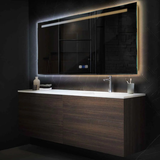 Horizontal LED Mirror | Touch Buttons | Anti-Fog Function | Adjustable Color Temperature - Reyze Minimal Series Model 5