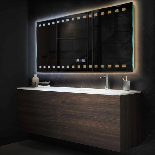 Horizontal LED Mirror | Touch Buttons | Anti-Fog Function | Adjustable Color Temperature - Reyze Minimal Series Model 6