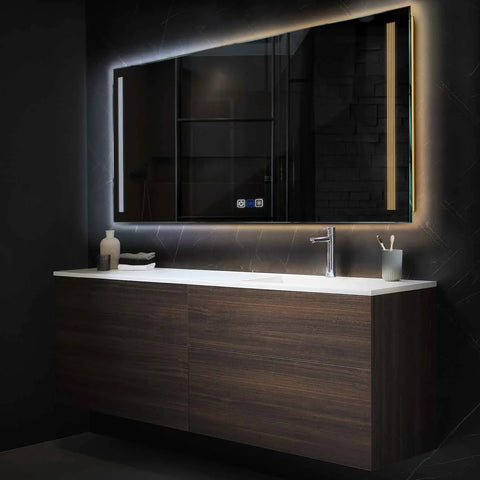Horizontal LED Mirror | Touch Buttons | Anti-Fog Function | Adjustable Color Temperature - Reyze Minimal Series Model 7