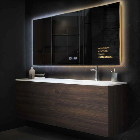 Horizontal LED Mirror | Touch Buttons | Anti-Fog Function | Adjustable Color Temperature - Reyze Motivated Series Model 1