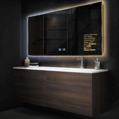 Horizontal LED Mirror | Touch Buttons | Anti-Fog Function | Adjustable Color Temperature - Reyze Motivated Series Model 2