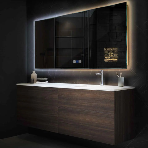Horizontal LED Mirror | Touch Buttons | Anti-Fog Function | Adjustable Color Temperature - Reyze Motivated Series Model 5