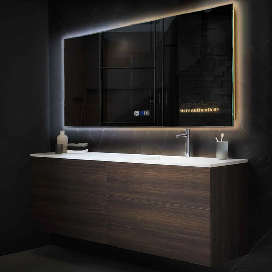 Horizontal LED Mirror | Touch Buttons | Anti-Fog Function | Adjustable Color Temperature - Reyze Motivated Series Model 7
