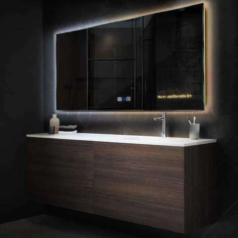 Horizontal LED Mirror | Touch Buttons | Anti-Fog Function | Adjustable Color Temperature - Reyze Motivated Series Model 7