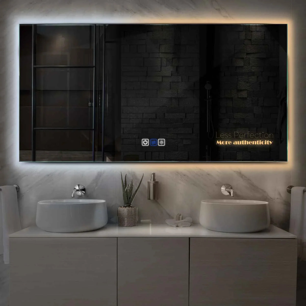 Horizontal LED Mirror | Touch Buttons | Anti-Fog Function | Adjustable Color Temperature - Reyze Motivated Series Model 7