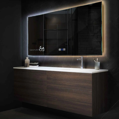 Horizontal LED Mirror | Touch Buttons | Anti-Fog Function | Adjustable Color Temperature - Reyze Motivated Series Model 8