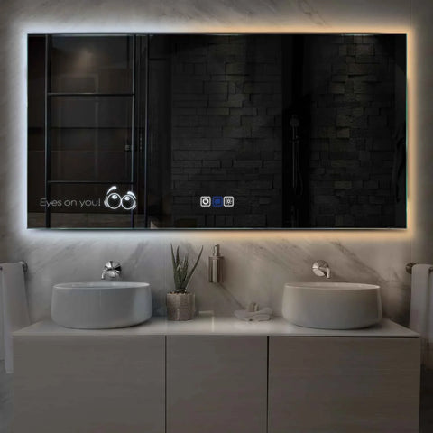 Horizontal LED Mirror | Touch Buttons | Anti-Fog Function | Adjustable Color Temperature - Reyze Motivated Series Model 8