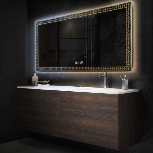 Horizontal LED Mirror | Touch Buttons | Anti-Fog Function | Adjustable Color Temperature - Reyze Official Series Model 4