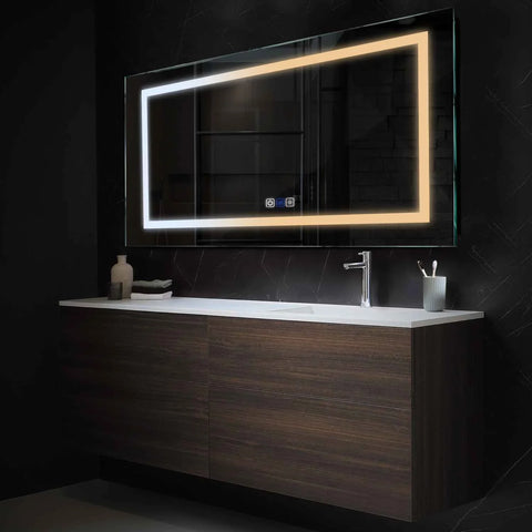 Horizontal LED Mirror | Touch Buttons | Anti-Fog Function | Adjustable Color Temperature - Reyze Salono Series Model 1