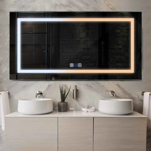 Horizontal LED Mirror | Touch Buttons | Anti-Fog Function | Adjustable Color Temperature - Reyze Salono Series Model 1