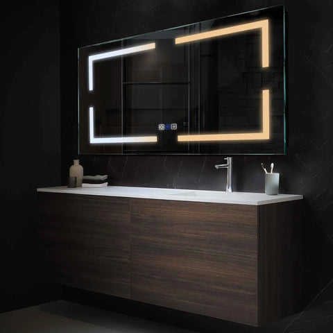 Horizontal LED Mirror | Touch Buttons | Anti-Fog Function | Adjustable Color Temperature - Reyze Salono Series Model 2