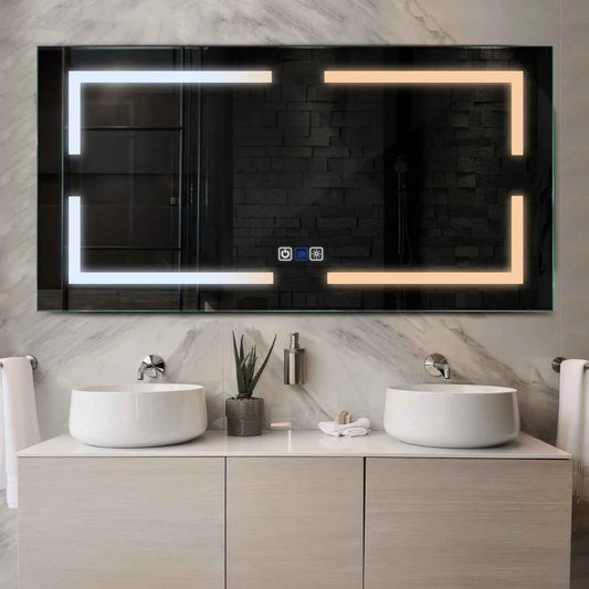 Horizontal LED Mirror | Touch Buttons | Anti-Fog Function | Adjustable Color Temperature - Reyze Salono Series Model 2