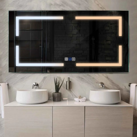 Horizontal LED Mirror | Touch Buttons | Anti-Fog Function | Adjustable Color Temperature - Reyze Salono Series Model 2