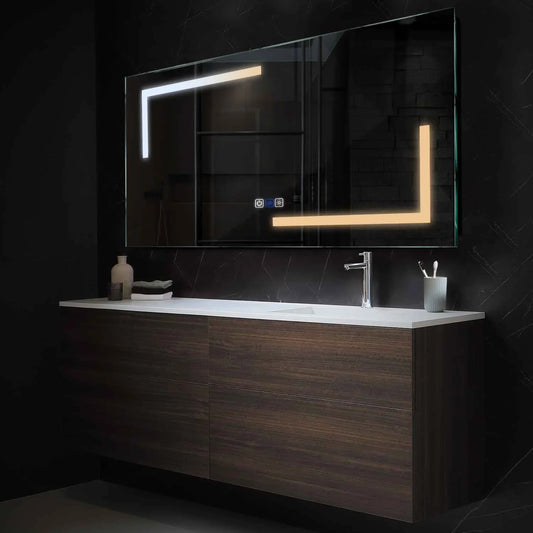 Horizontal LED Mirror | Touch Buttons | Anti-Fog Function | Adjustable Color Temperature - Reyze Salono Series Model 3